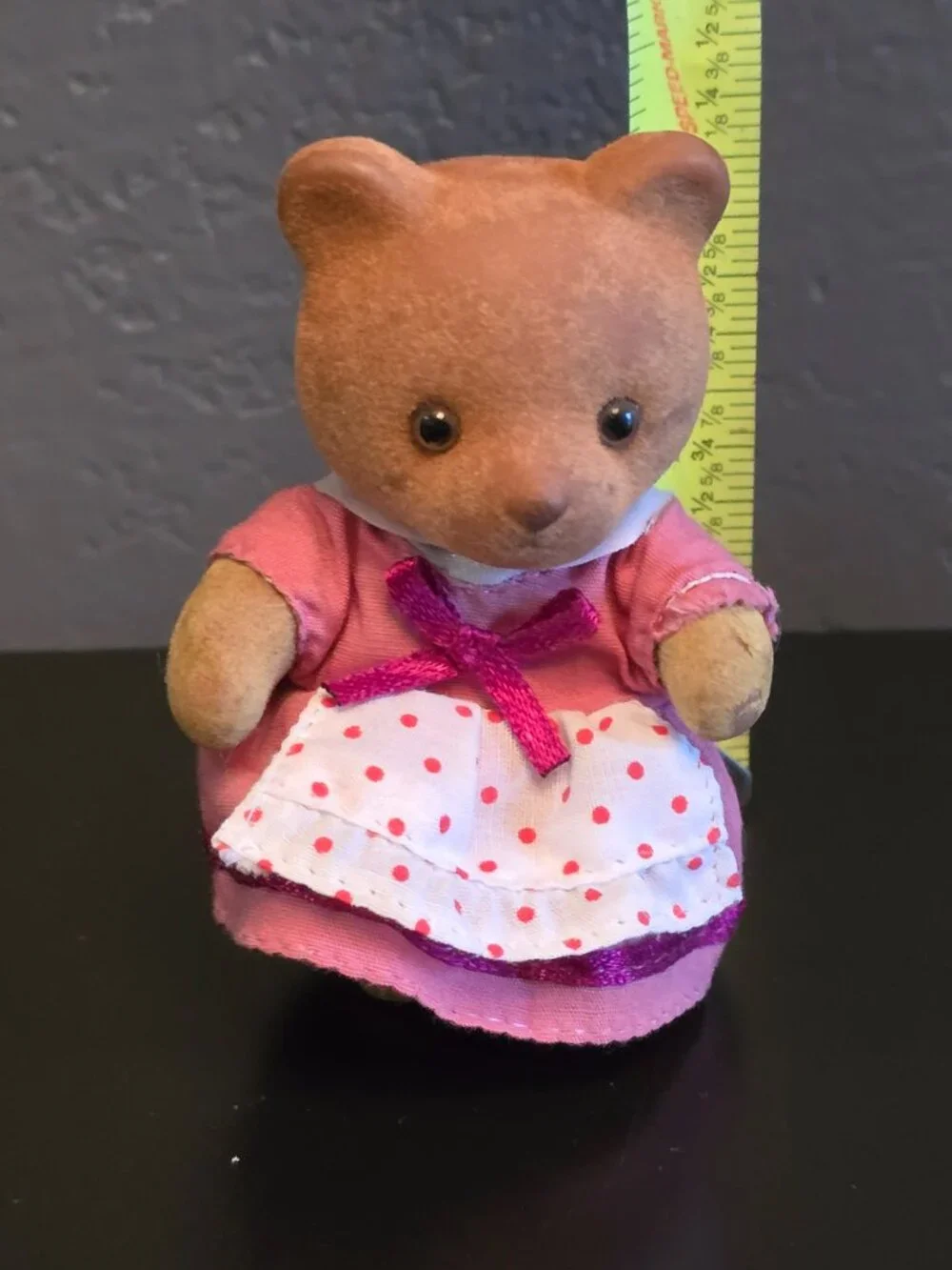 Vintage Flocked Bear Figures Lot of 2 Sylvanian or Teddy Bear Story